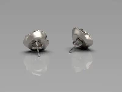 Peony earrings studs 3D print model