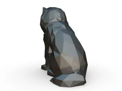 Chowchow dog figure low poly 3D print model