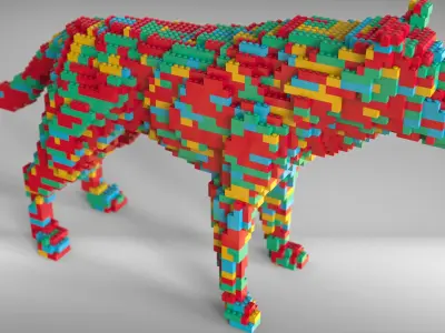 Lego Dog Sculpture - decorative art 3D model
