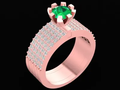 Luxury Emerald and Diamond Engagement Ring for Women 2649 3D print model