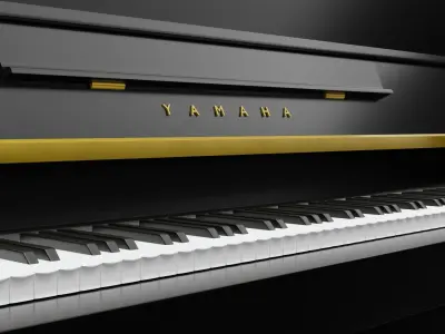 upright piano with a stool 3D model