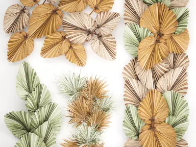 Wall panel made of dry palm leaves 226 3D model