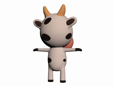 Cartoon Cow Character Low-poly 3D model