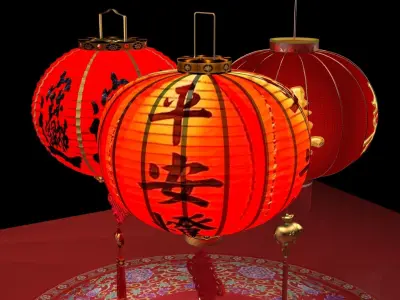 Chinese red lantern  3D model 52