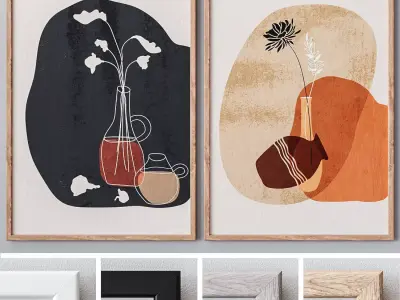 Set of large wall paintings 466 3D model