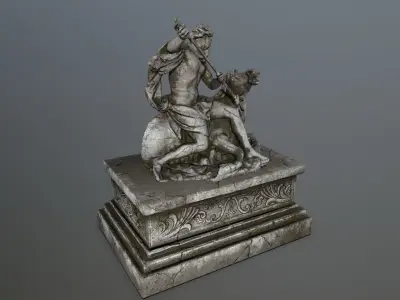 Neptune Statue Low-poly 3D model