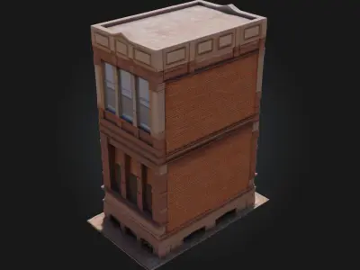 Thin Brick Building  Sleek Profile with Classic Urban Charm 3D model