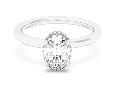 OVAL Cut Hidden Halo Engagement Ring 3D print model