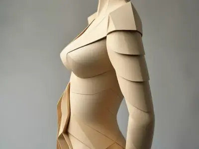Geometric Wooden Woman Low-Poly Sculpture Origami Form 3D Low-poly 3D model