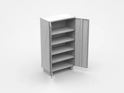  Open Doors Storage Cabinet For Industrial Tools And Parts 3D model