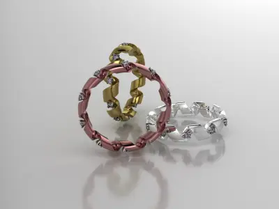 engagement ring spiral with diamonds sz18mm 3D print model