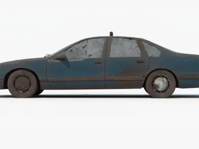 8k abandoned cars destroyed vehicles Low-poly 3D model