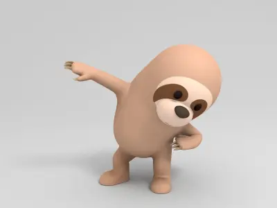 Rigged Cartoon Sloth 3D model