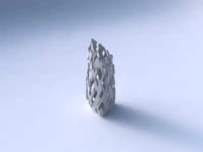 Vase tipped triangle with cuts and bulges 3D print model