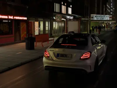 Car night animation scene 3D model