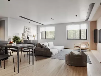 Modern living room dining room interior scenes 550 3D model