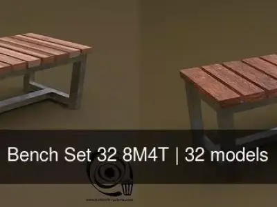 Bench Set 32 8M4T 3D Model Collection