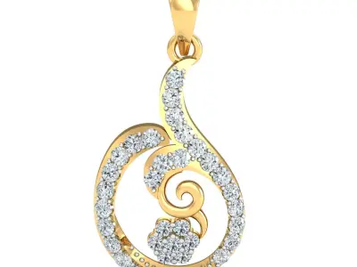 Yellow gold diamond pendent-P3 PS-20 3D print model