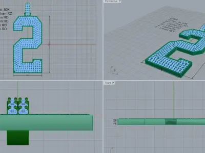 2 Number Pave Pendant 1264 3D print model