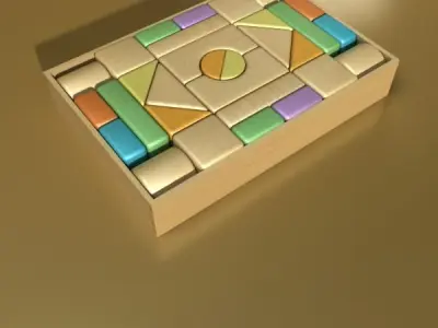 Wooden Toy Blocks 3D model