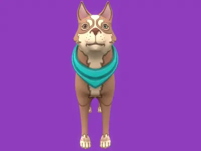 Stylized Light Brown Seberian Husky for Games and Animation  Low-poly 3D model