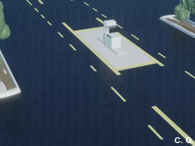 Small  Scene  EV Changer station 3D model