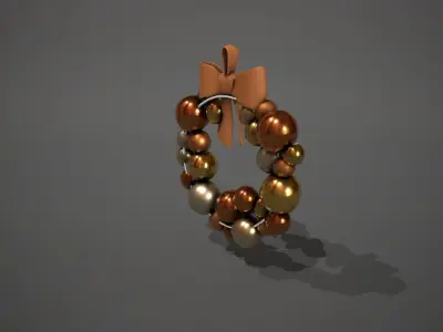 Bronze and Gold Christmas Bauble Wreath Low-poly 3D model