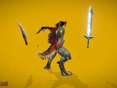 RPG Dragon Warrior Low-poly 3D model