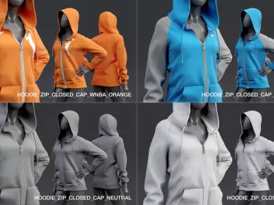 Nike Zip-up Hoodie fully zipped 3D model