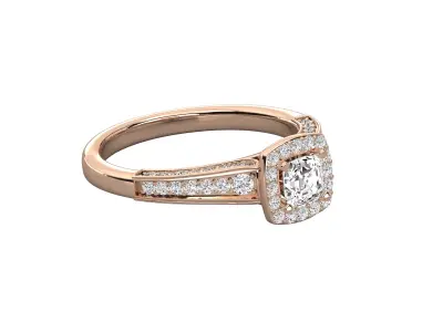 Cushion Halo Diamond Engagement Ring CAD Design Luxury Style 3D print model