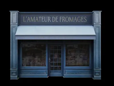 Paris Old Shop Facade-1 Low-poly 3D model