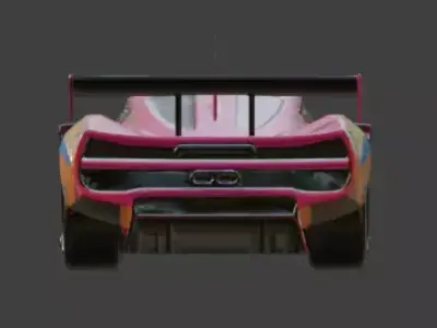 Pink Cartoon Race Car 3D Model Low-poly 3D model