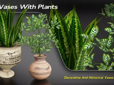 15 Decorative Vase With Plants 3D model