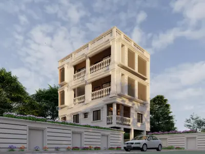 classical building elevation Low-poly 3D model