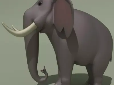 Animated Cartoon Elephant 3D model