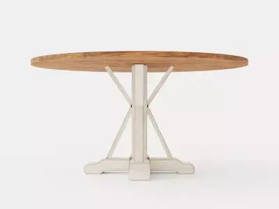 Lyon Dining Table 150 Cm Around Vintage Nature White Low-poly 3D model