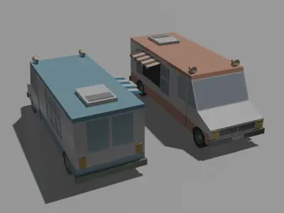 Ice Cream Van Low Polly  Low-poly 3D model