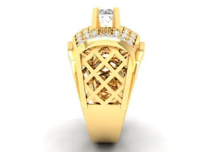 Luxury Grid Diamond Ring for Men 582 3D print model