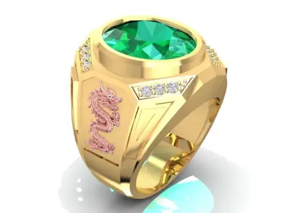 Luxury Dragon Signet Ring for Men 1586 3D print model