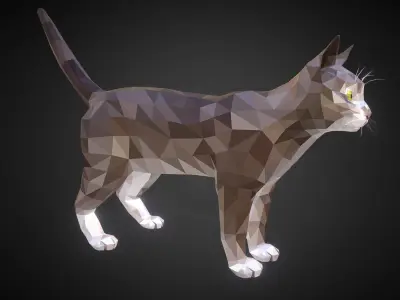 Cat Grey  Animal Low Polygon Art Farm Animal Low-poly 3D model