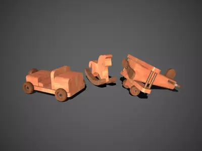 Wooden Toys Low-poly 3D model