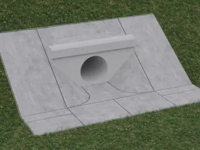 Road concrete culverts set Low-poly 3D model