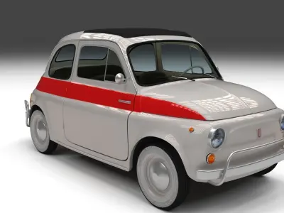 Fiat 500 Nuova Sport 1958 Low-poly 3D model