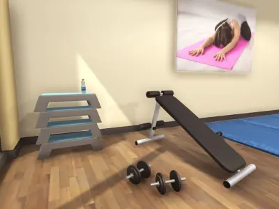 Fitness Room Low-poly 3D model