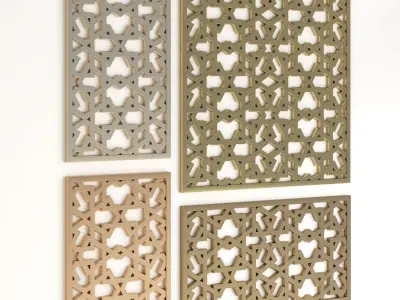 Arabic Islamic pattern decorative gold plaster 3D model