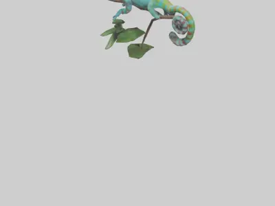 Panther Chameleon climbing model Low-poly 3D model
