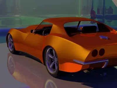 Corvette orange car in game 3D model