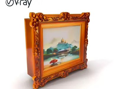 Ornate Gold Picture Frame Model Pack Low-poly 3D model