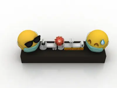 Social Distancing model for coronavirus  Low-poly 3D model