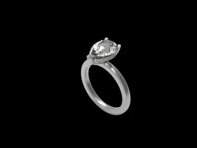 Pear Hidden  Halo Engagement Ring Free 3D print model